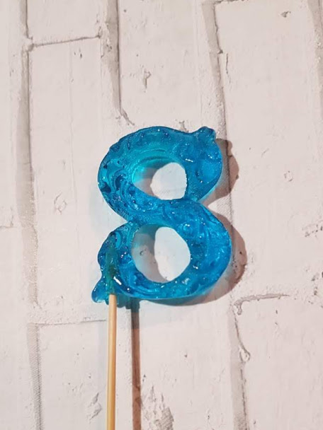 Мини топер Цифра "8" голубая 3,5см
