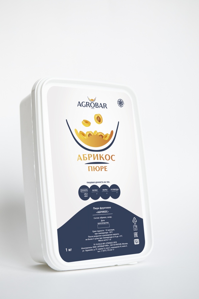 Пюре замороженное Абрикос АГРОБАР, 1 кг