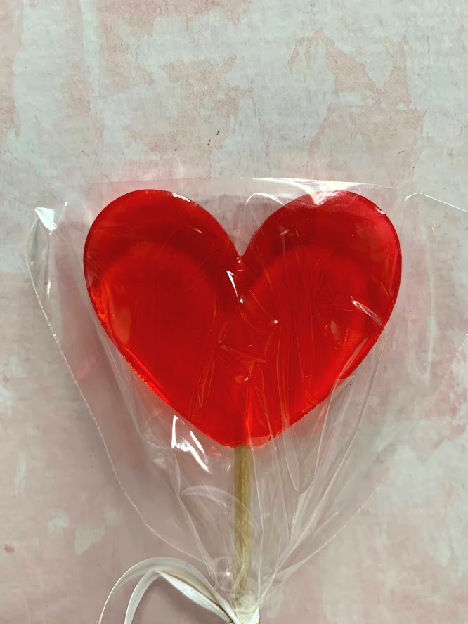 Леденец топпер "Сердечко" красное 5,5см