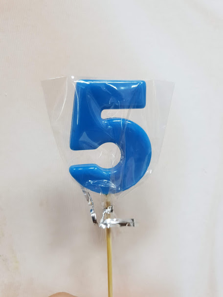 Леденец топпер цифра "5" Голубой матовый 5 см