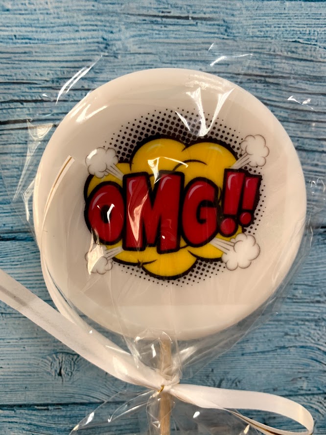 Леденец топпер с печатью "omg"