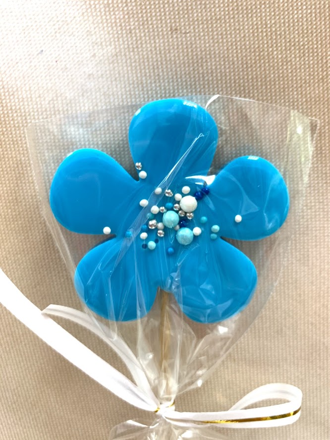 Леденец топпер Ромашка голубая матовая
