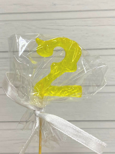 Мини топер Цифра "2" Желтая 3,5см