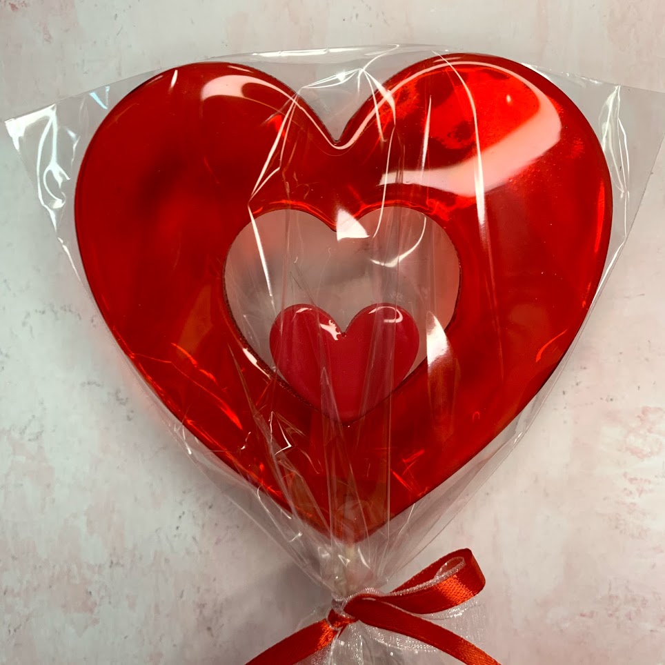 Леденец топпер «Сердечко» красное 12,5см