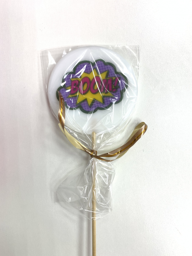 Леденец топпер с печатью "Boom"