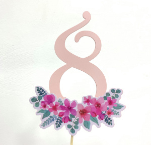 Топпер "8 марта" цветы розовый