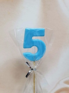 Леденец топпер цифра "5"Нежно-голубой матовый 5 см