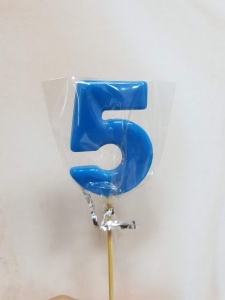 Леденец топпер цифра "5" Голубой матовый 5 см