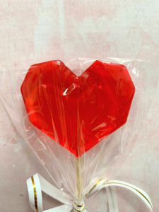 Леденец топпер "алмазное сердце" красное 5см