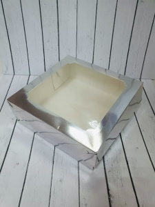 Коробка для Зефира серебряная 20х20х7см