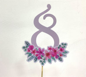 Топпер "8 марта" цветы светло-сиреневый