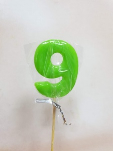 Леденец топпер цифра "9"Зеленый  5 см