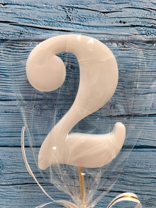 Леденец топпер цифра "2" белый матовый 8см