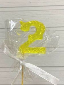 Мини топер Цифра "2" Желтая 3,5см