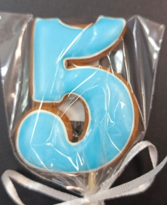 Пряничный топпер "5" голубой 