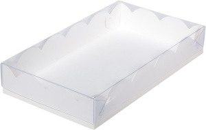 Коробка для пряников белая с пластиковой крышкой 20*12*4