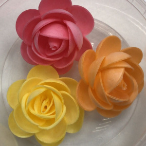 Вафельные цветы на торт  Пионы 6см Цвета Микс 3шт