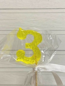 Мини топер Цифра "3" Желтая 3,5см