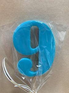 Леденец топпер цифра "9" голубой матовый 8см