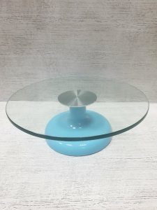 Стол поворотный,Металл-стекло 30см Голубой