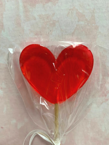 Леденец топпер "Сердечко" красное 5,5см