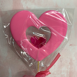 Леденец топпер «Сердечко» розовое матовое 12,5см