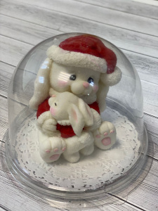 Фигурка из глазури Зайка с зайчонком 