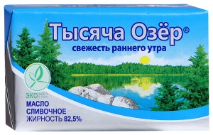 Масло Сливочное "1000 озер" 82,5%, 400г.