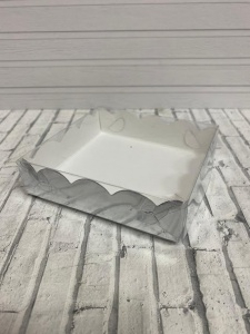Коробка для пряников и печенья серебро 12*12*3см