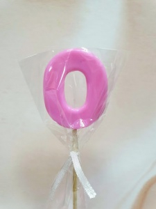 Леденец топпер цифра "0"Нежно-розовый матовый 5 см