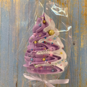 Безе на палочке "Елочка" бело сиреневая"