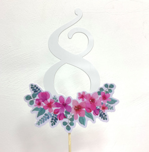 Топпер "8 марта" цветы белый