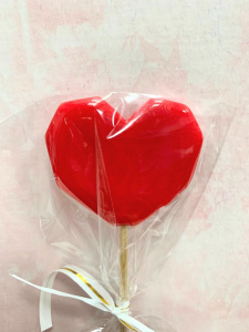 Леденец топпер "алмазное сердце" красное матовое 5см